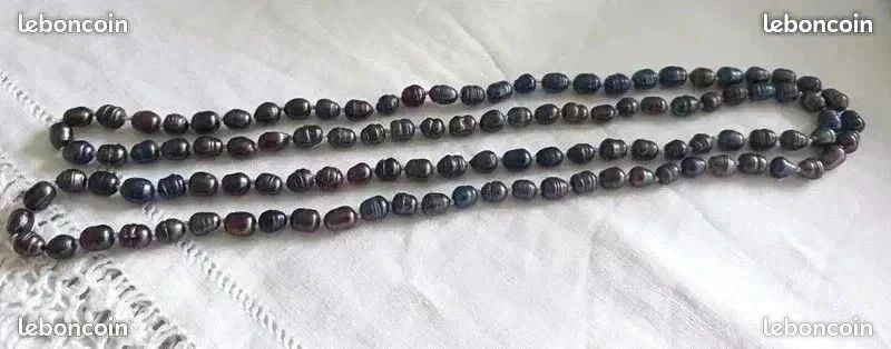 Collier perles d'eau douce noir (image 4)