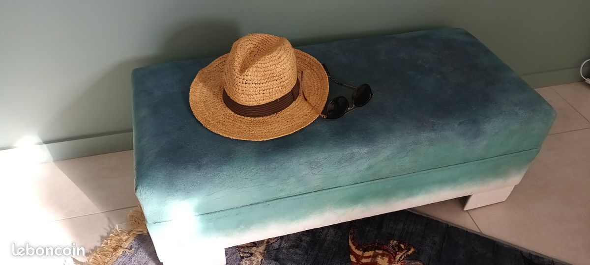 ✨ Bout de canapé relooké effet cuir vieilli – Pièce unique ✨ (image 3)