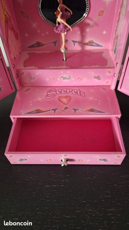 Boîte à Musique Ballerine Coquillage Rose Avec Miroir - Cadeau Parfait Pour Fille