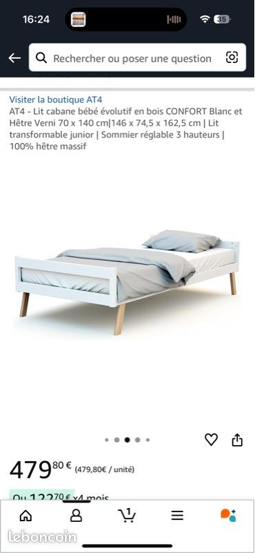 Lit Cabane Bébé Évolutif Gris Graphite Et Hêtre Verni 70 X 140 Cm - Lit évolutif