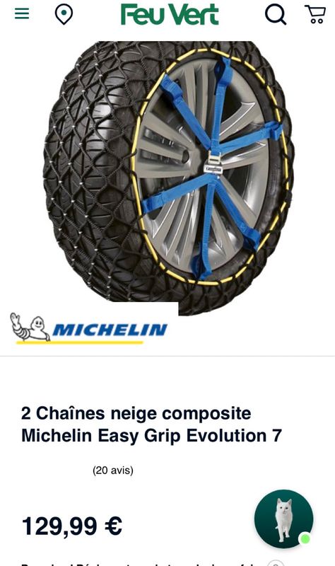 2 Chaînes neige composite Michelin Easy Grip Evolution 7 - Feu Vert