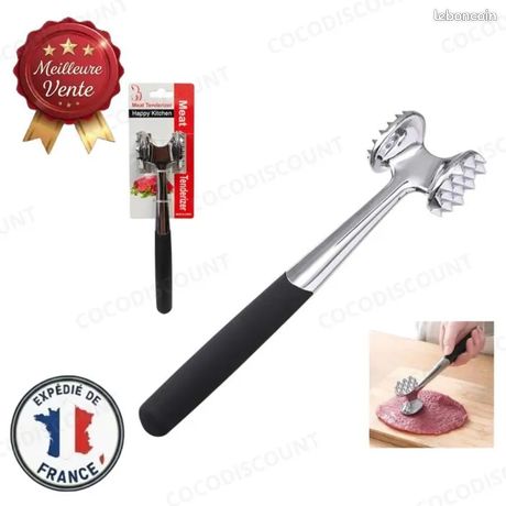 Marteau à Viande En Acier Inox 304 - Attendrisseur De Steak Professionnel, Cuisine Maison, Design Ergonomique 26.5 Cm