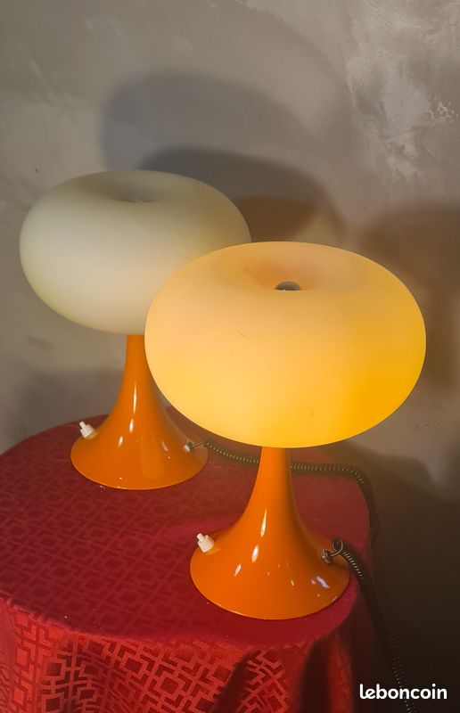 Paire Lampe De Table Prisma Champignon 1975 a 80, Ufo A Space 30x22 (image 6)