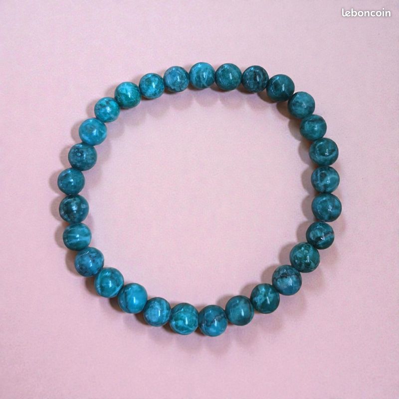 Bracelet de perles turquoise rouge : Bracelet extensible de pierres précieuses de 8 mm - France