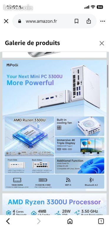Mini PC NiPoGi Pinova P2 Négociable ou échange – AMD Ryzen 3300U / 16 Go RAM / 512 Go SSDa (image 16)