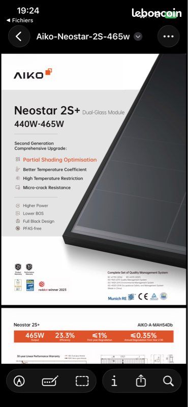 Panneau solaire Aiko solar neostar 2S+ 465Wc (image 6)