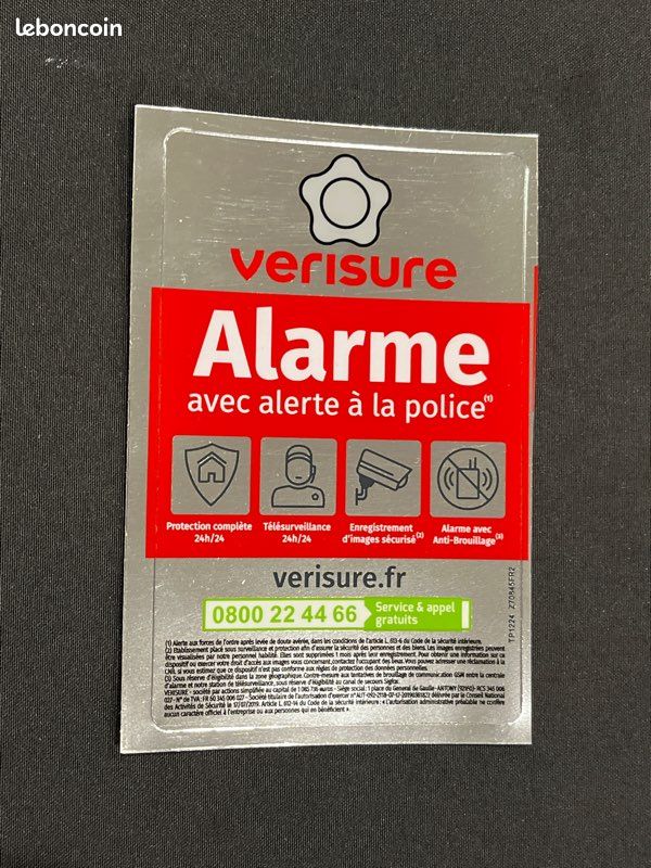 Autocollant Alarme VERISURE 2026 - Format 15x9,5 Cm + 2 Petits Anti-brouillage - Neuf