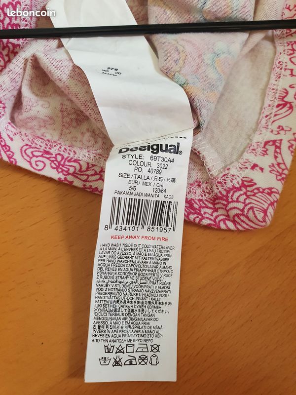Robe manches courtes 6 ans fuchsia verte DESIGUAL (image 3)