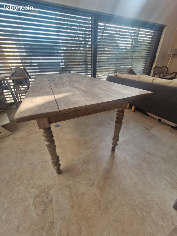 Grande table à manger 2 m en bois – ancien bureau rénové avec tiroirs (image 10)