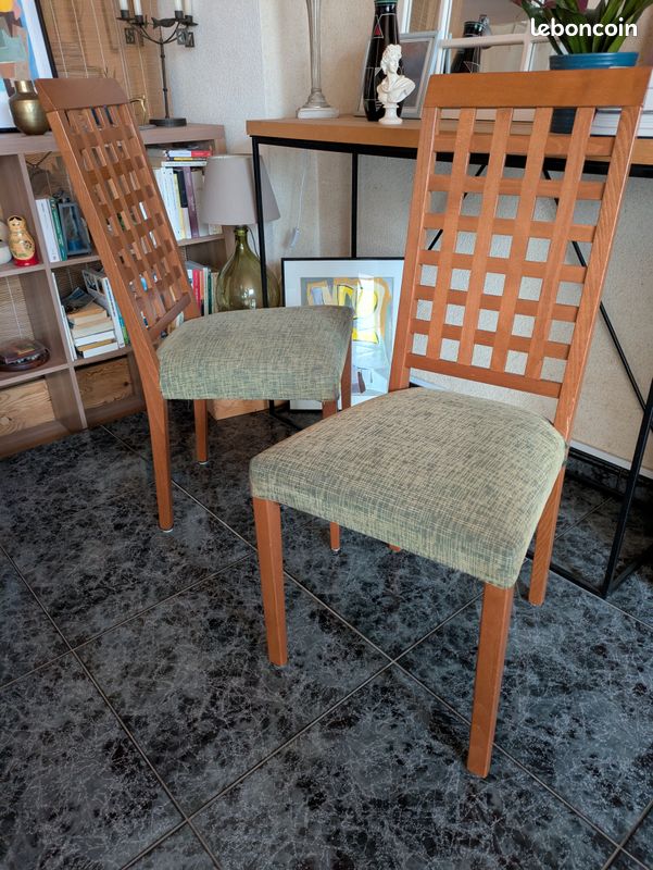 2 Chaises Effezeta italiennes bois et tissu (image 6)