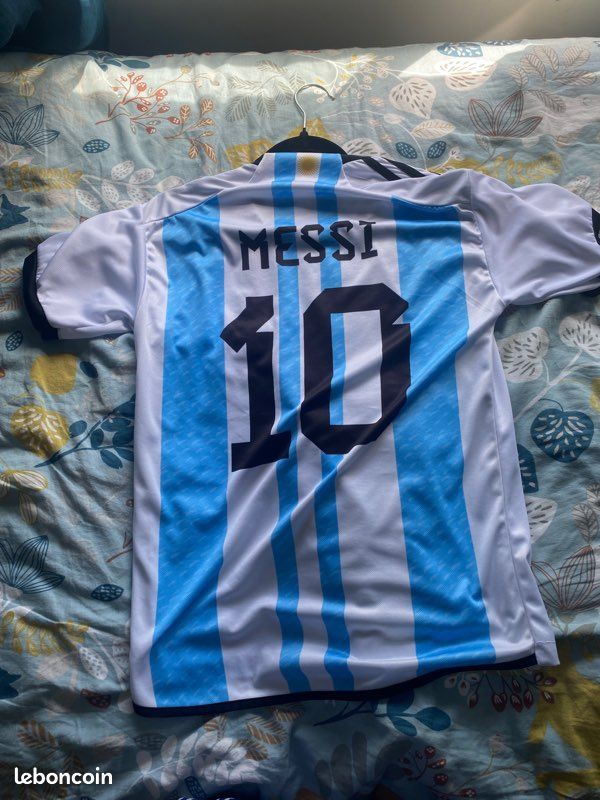 T-shirt Argentine Football Messi 10 Avec 3 étoiles - Taille L, Coton, Neuf Avec étiquettes, Fabriqué En France