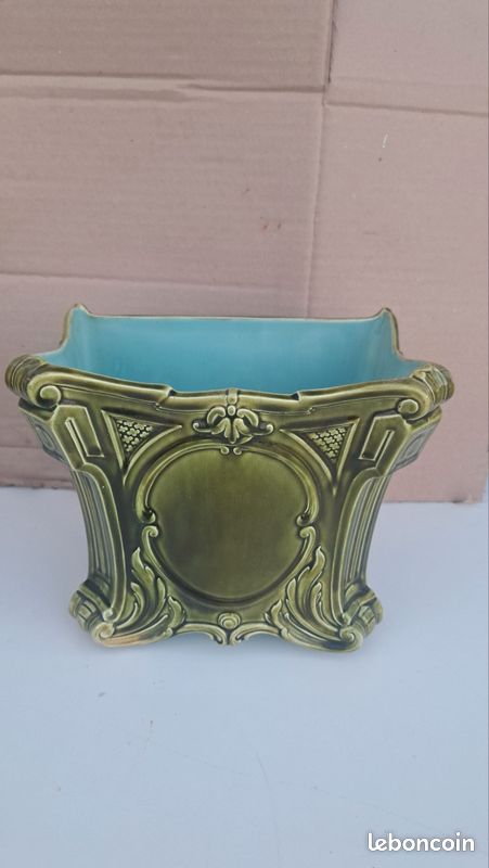 Rare paire de cache-pots Sarreguemines Art nouveau en barbotine – modèle 331 (image 7)