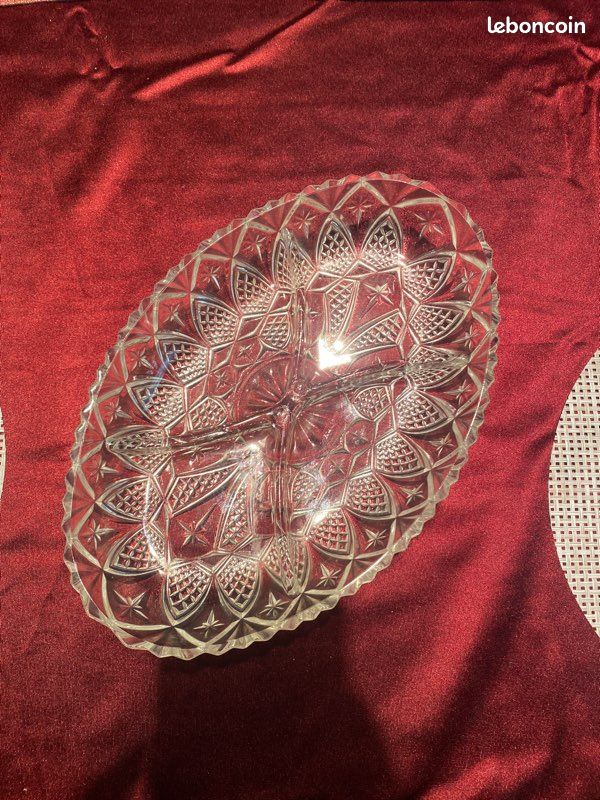 Plat à compartiment vintage en cristal et verre (image 1)