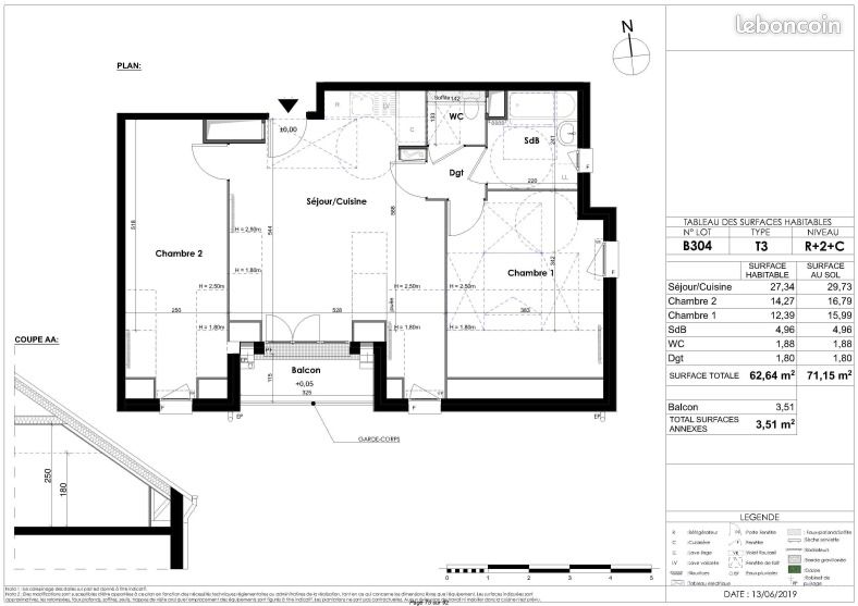 Appartement a louer melun - 3 pièce(s) - 62 m2 - Surfyn