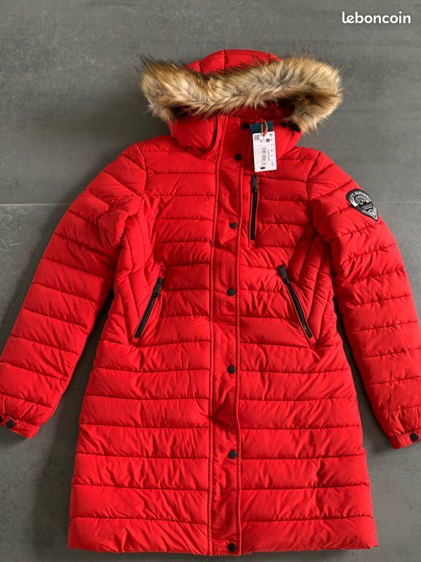 Doudoune mi-longue femme Superdry rouge taille 36 Vêtements