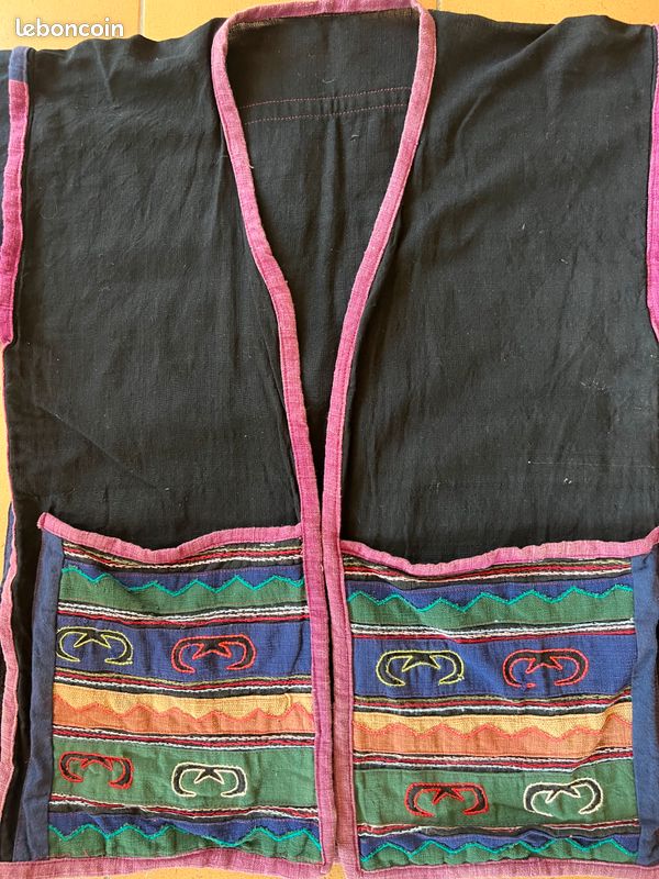 Veste Vintage Ethnique Hmong avec Broderie et Appliqué d’Asie du Sud-Est (image 7)