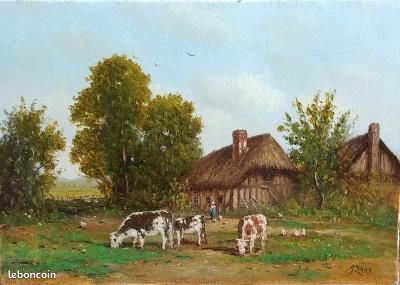 Huile sur toile "Cour de ferme" (image 1)