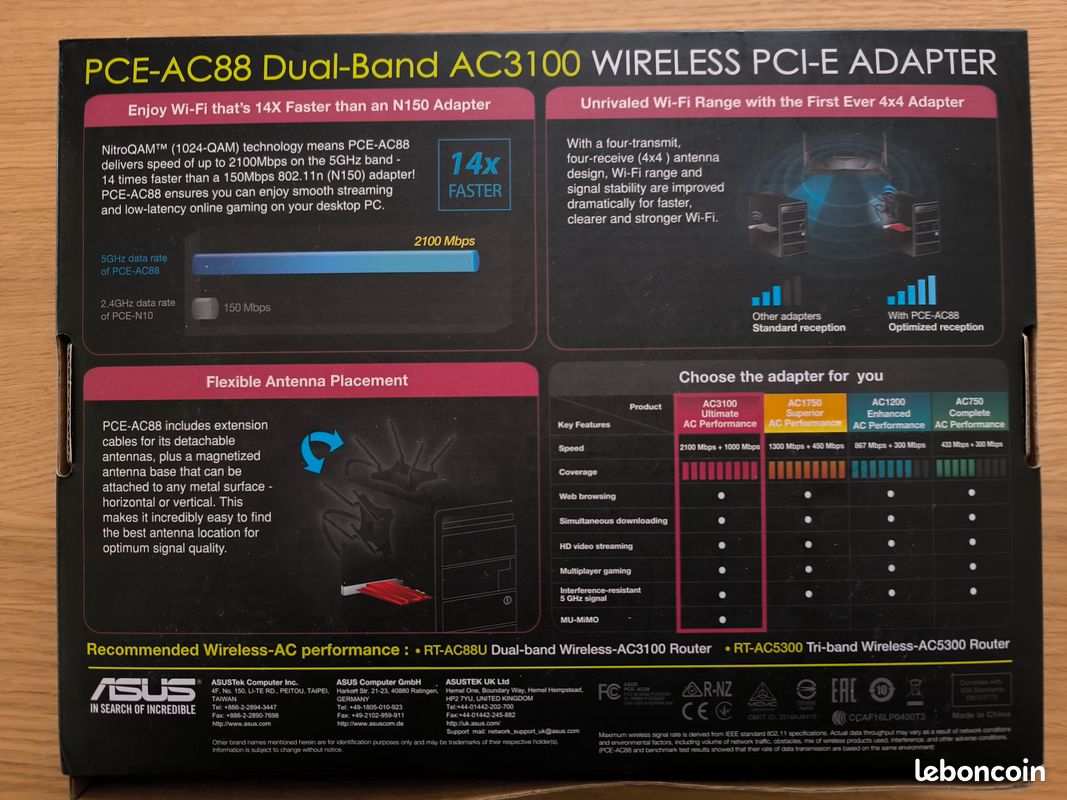 Carte wifi ASUS PCE-AC88 (image 5)