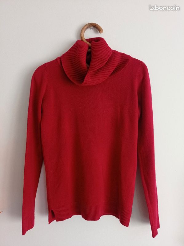 Pull col roulé framboise Camaïeu (image 1)