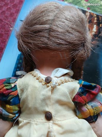 Poupée Ancienne Huard – 36 Cm – Tête En Carton Bouilli, Corps En Paille – Rare Collection