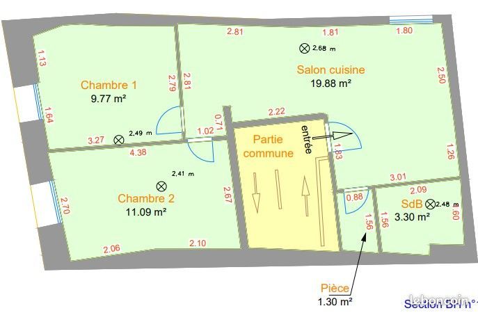 Appartement 3 pièces 45 m²