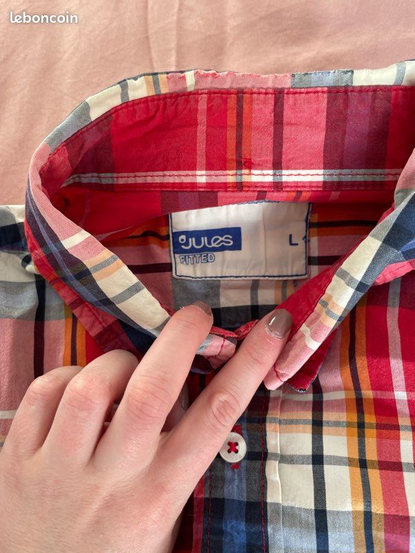 Chemise Homme XL Rouge à Carreaux - Ultra Couture (fermeture Magnétique) - Occasion Très Bon état