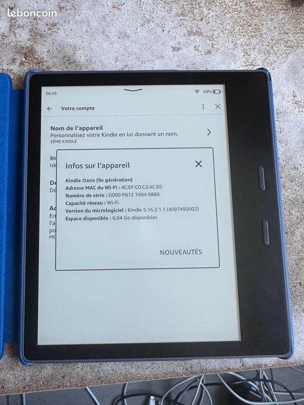 Étui JMH Pour Kindle Oasis (9e Et 10e Générations) – Fonction Réveil/veille Automatique – Protection Complète En Cuir PU – Fin Et Léger