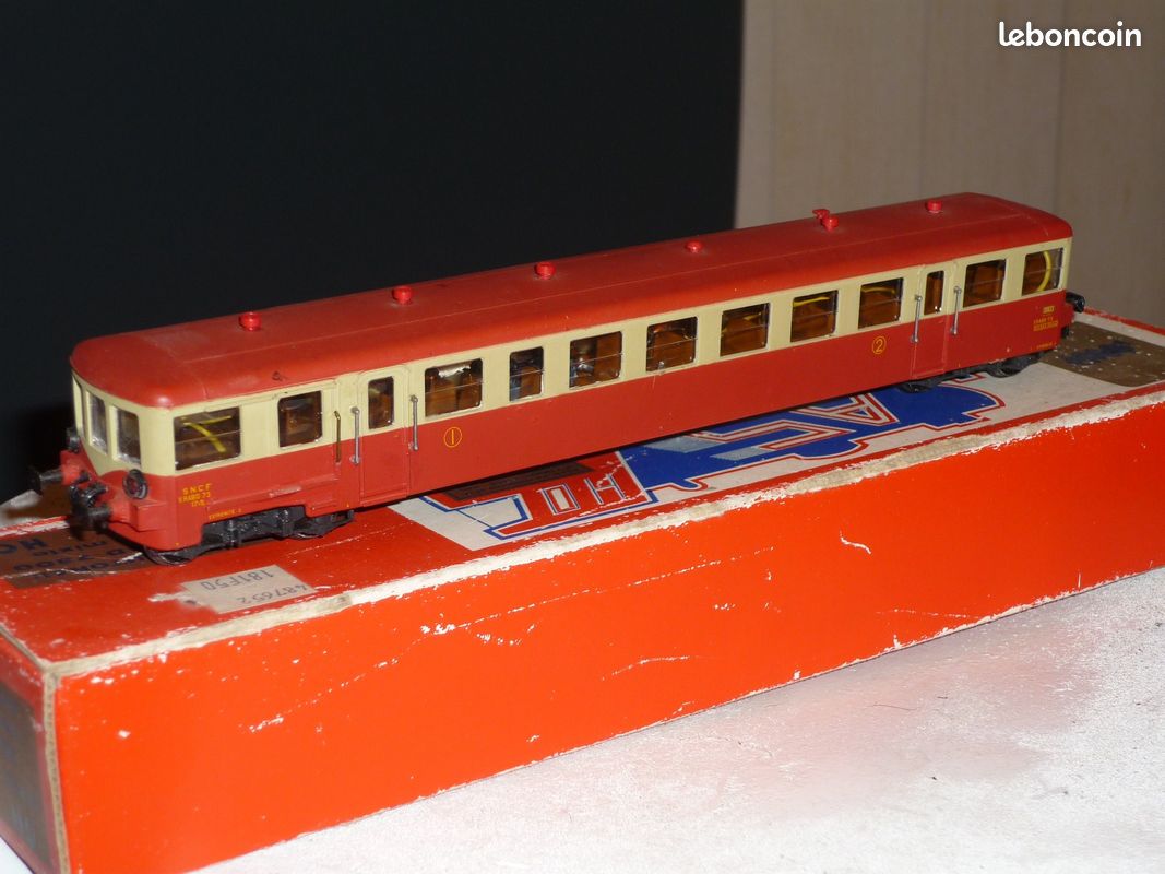 TRAIN MINIATURE HO remorque d'autorail Decauville Roco XRBD 8006 réf