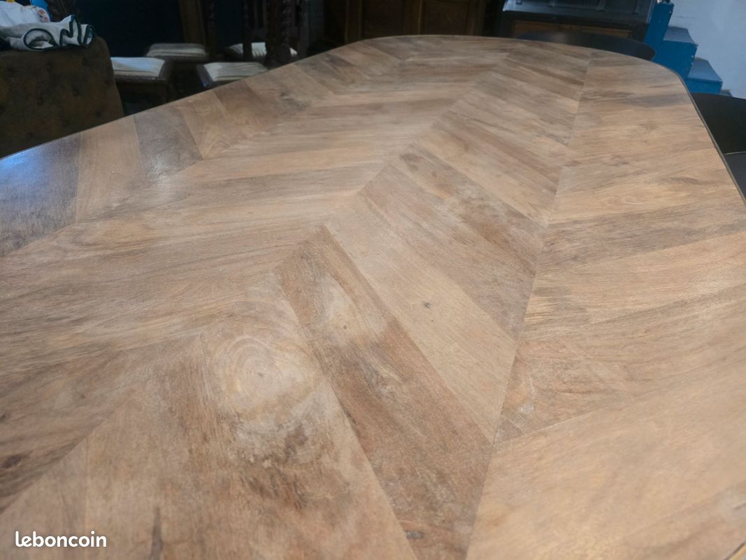 Table à manger ovale lattes en manguier 8/10 personnes L220 (image 2)