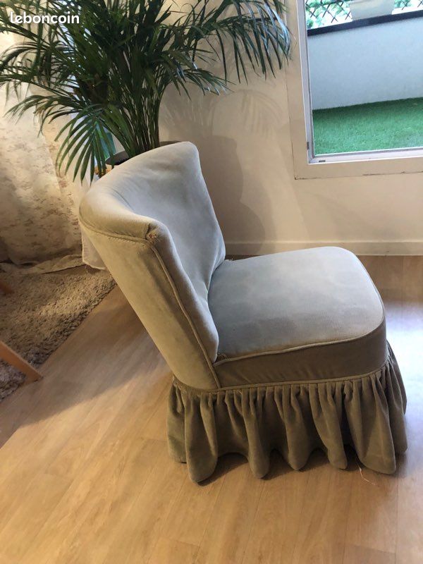 Fauteuil une place vert kaki en velours (image 4)