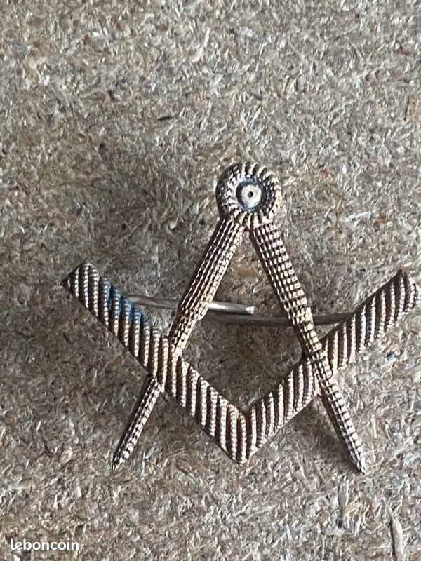 Broche Ancienne Maçonnique En Argent 925 - Compas Et équerre - Symbole Franc-maçon - Occasion à Collectionner