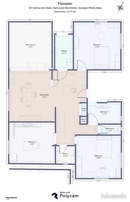 Appartement 4 pièces 108 m² · à Saint-Julien-Mont-Denis · 108 m² · 1 300 €/mois