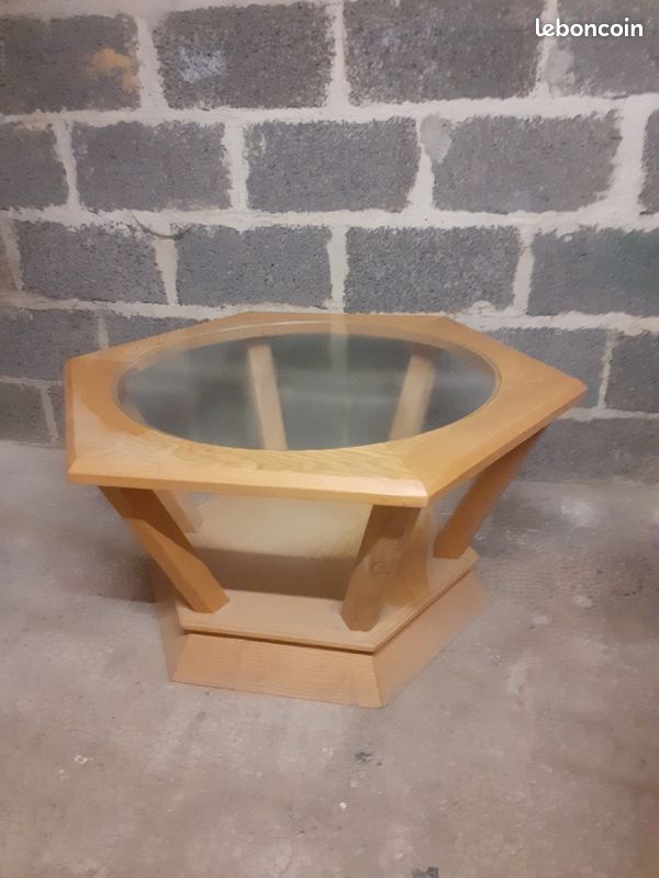 Table basse en frêne faite main (image 1)