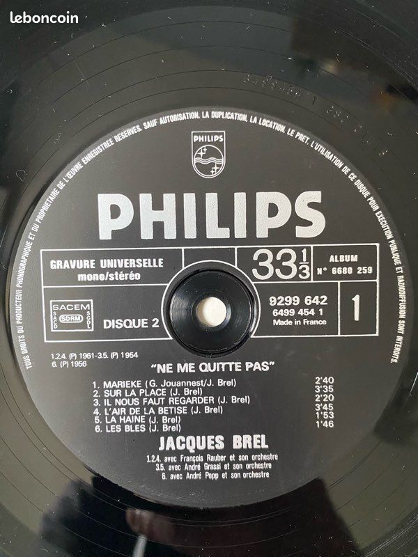 Vinyle 33 tours Jacques Brel 2 disques | Ne me quitte pas (image 7)