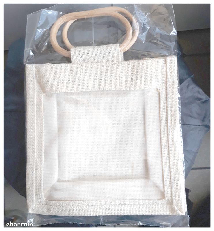 LONGBLE Lot de 6 sacs en toile de jute avec poignées de transport - 7