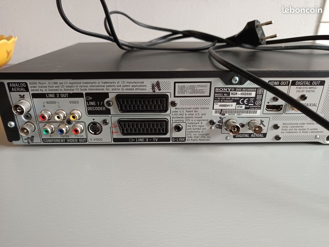 Lecteur enregistreur DVD Sony HXD 890 (image 2)