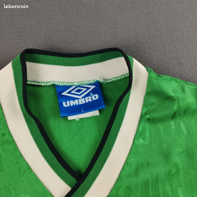Maillot De Foot Vintage Umbro Années 80 – Vert, Taille L – Angleterre