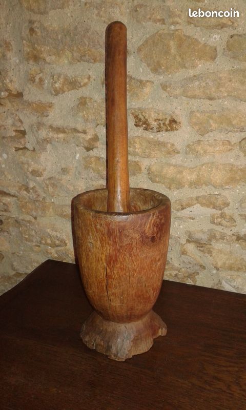 MORTIER ET PILON Artisanaux en Bois Tourné Turned Wood Mortar and