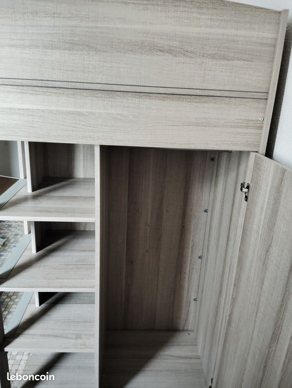 Lit mezzanine avec bureau et rangements – Matelas inclus (image 3)