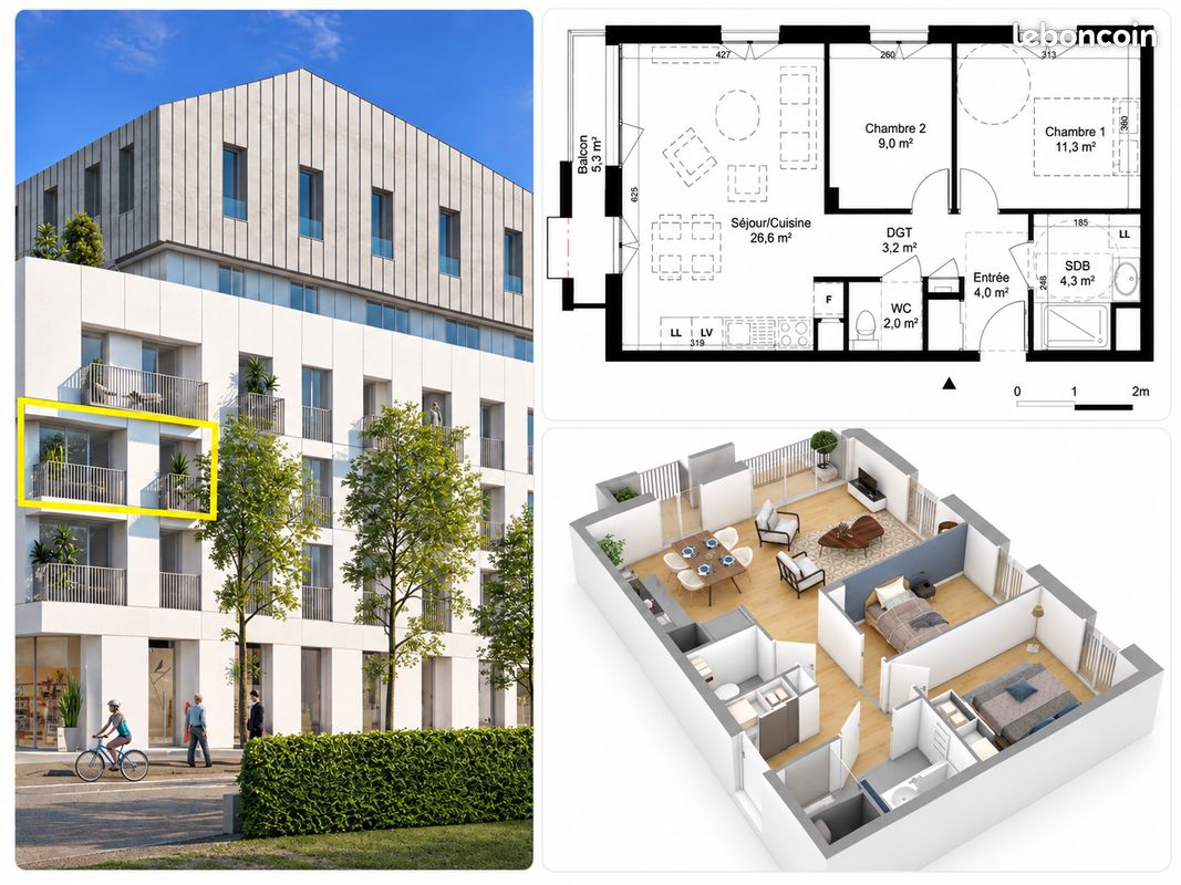 Appartement 3 pièces 60 m² · à Villefranche-sur-Saône · 60 m² · 849 €/mois