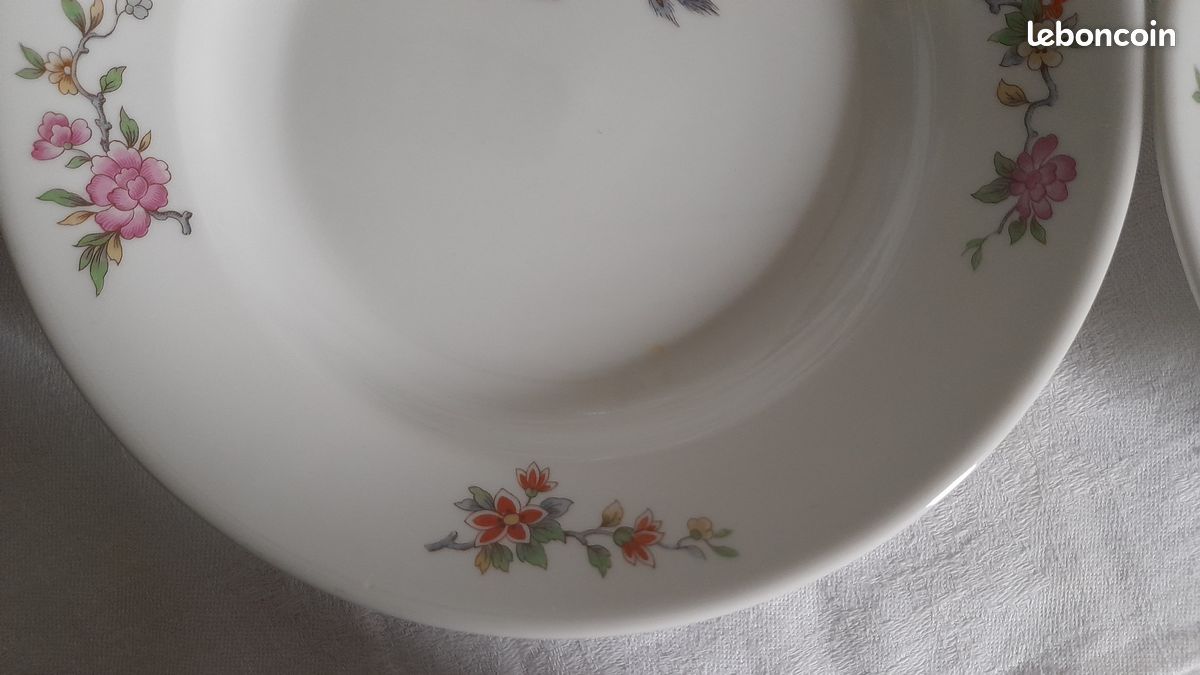 Superbes sept anciennes assiettes creuses Fonteyne la Rochelle Véritable porcelaine extra dure en excellent état (image 10)
