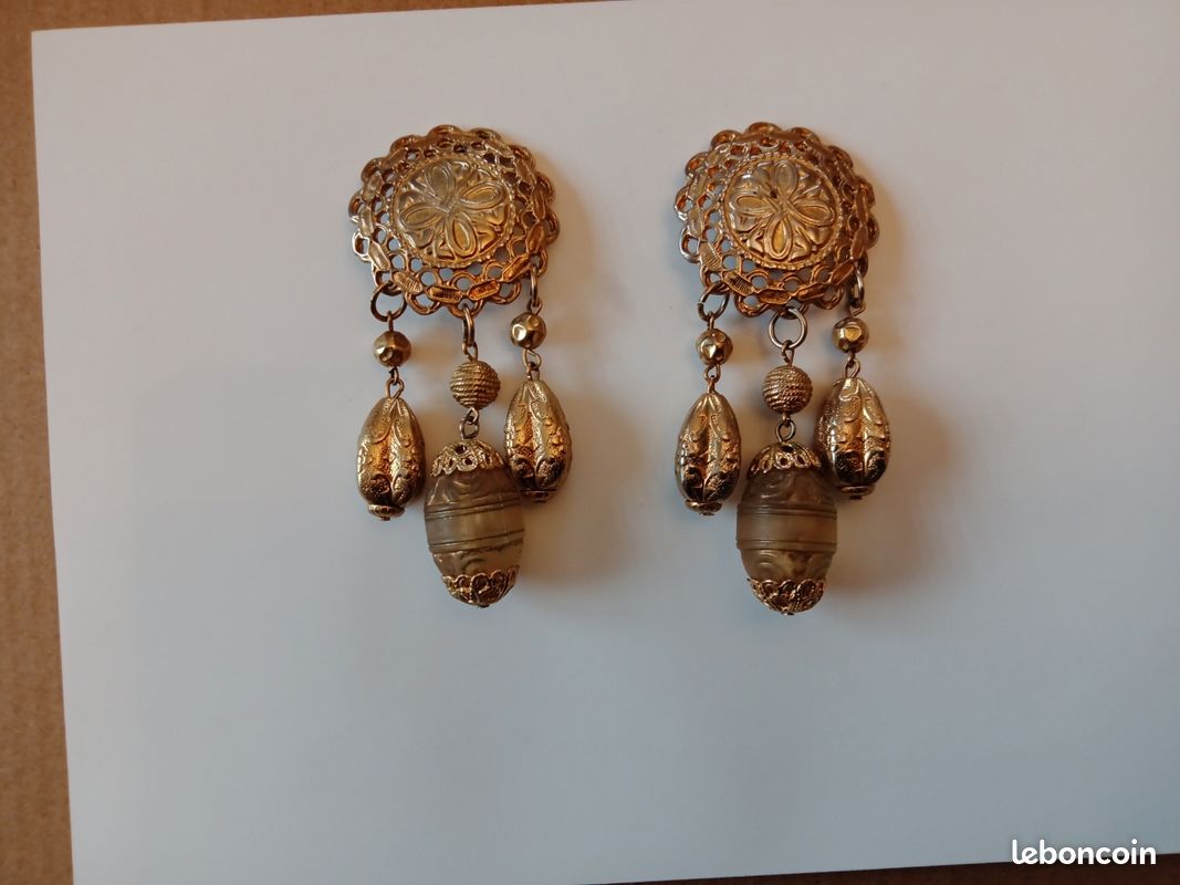 Boucles D'oreilles Vintage Anciennes à Clips - Référence 347 - Occasion