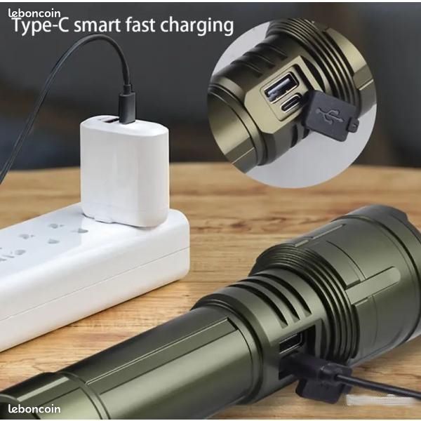 Lampe Torche Tactique LED – Noire, étanche, Portable, 230m De Portée – Piles Incluses