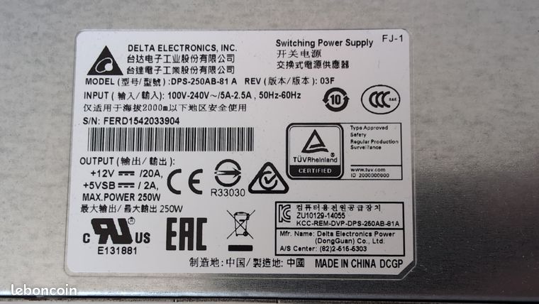 Fuente De Alimentación, Delta Electrónics, Modelo Dps-252fb en venta en