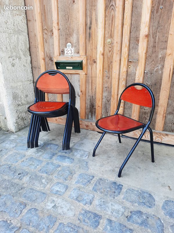 Chaise scolaire Vintage bois et fer X 4 exemplaires - Livrable (image 1)