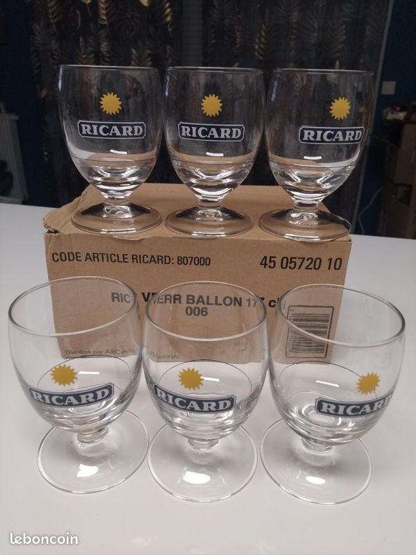 Ricard Set: 6 Gläser 17 Cl + Karaffe – Offizielles Ricard By Ricard Set