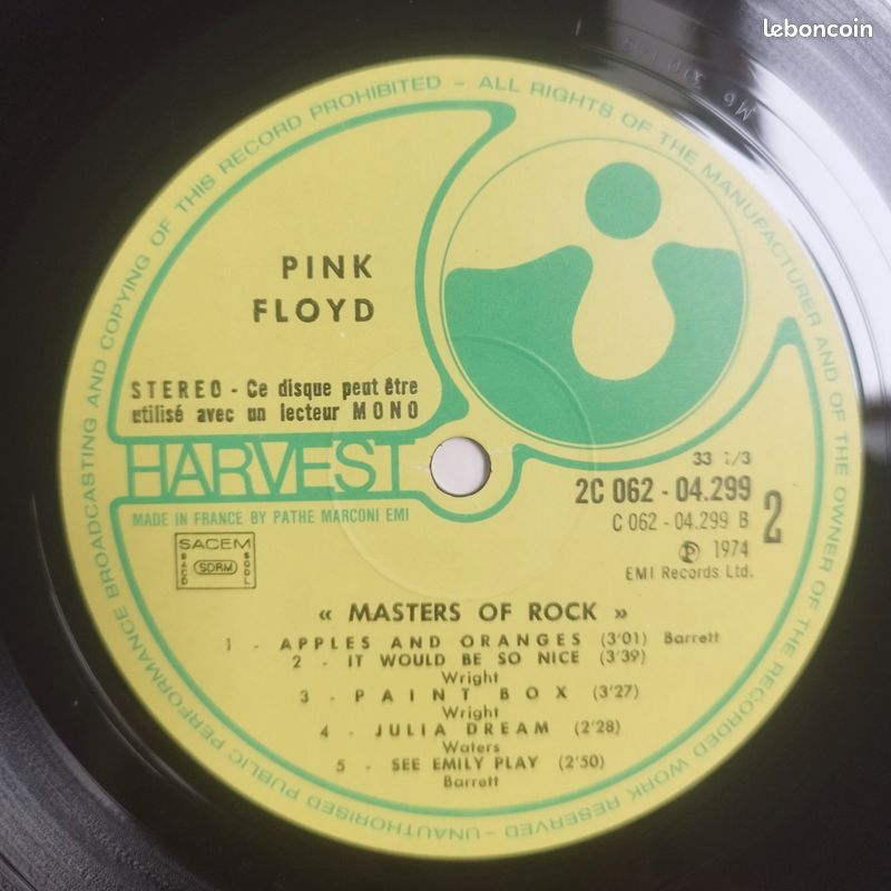 Pink Floyd LP Masters Of Rock (sortie 1974) disque vinyl original 33t (image 3)