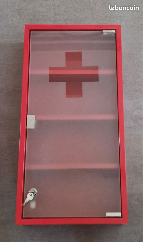 Armoire à Pharmacie Verrouillable HOMCOM | 4 Niveaux | Verre Dépoli Croix | 30x12x60 Cm