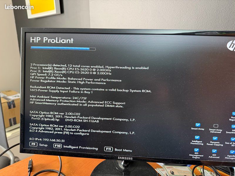 Serveur HPE ML350 Gen8 + bi proc Xeon E5-2620 + 256 Go de DDR 3 + 5x300Go de disque en 10K + rail de baie + carte réseau 2x SFP+ 10 Gbit/s (image 7)