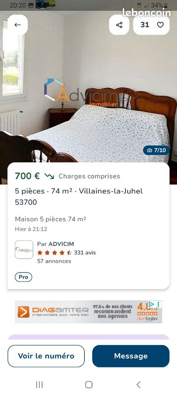 Maison 6 pièces 76 m² · à Villaines-la-Juhel · 76 m² · 700 €/mois